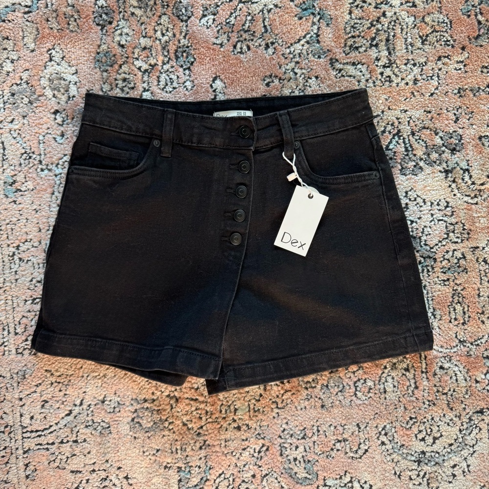 Dex Black Button-Up Denim skirt